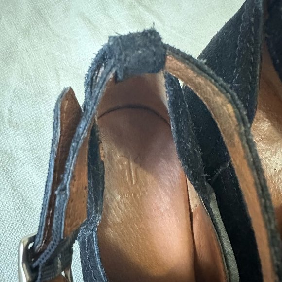 FRYE Meghan Suede Bootie Black Cutout Ankle Boots Buckle - Picture 8 of 11